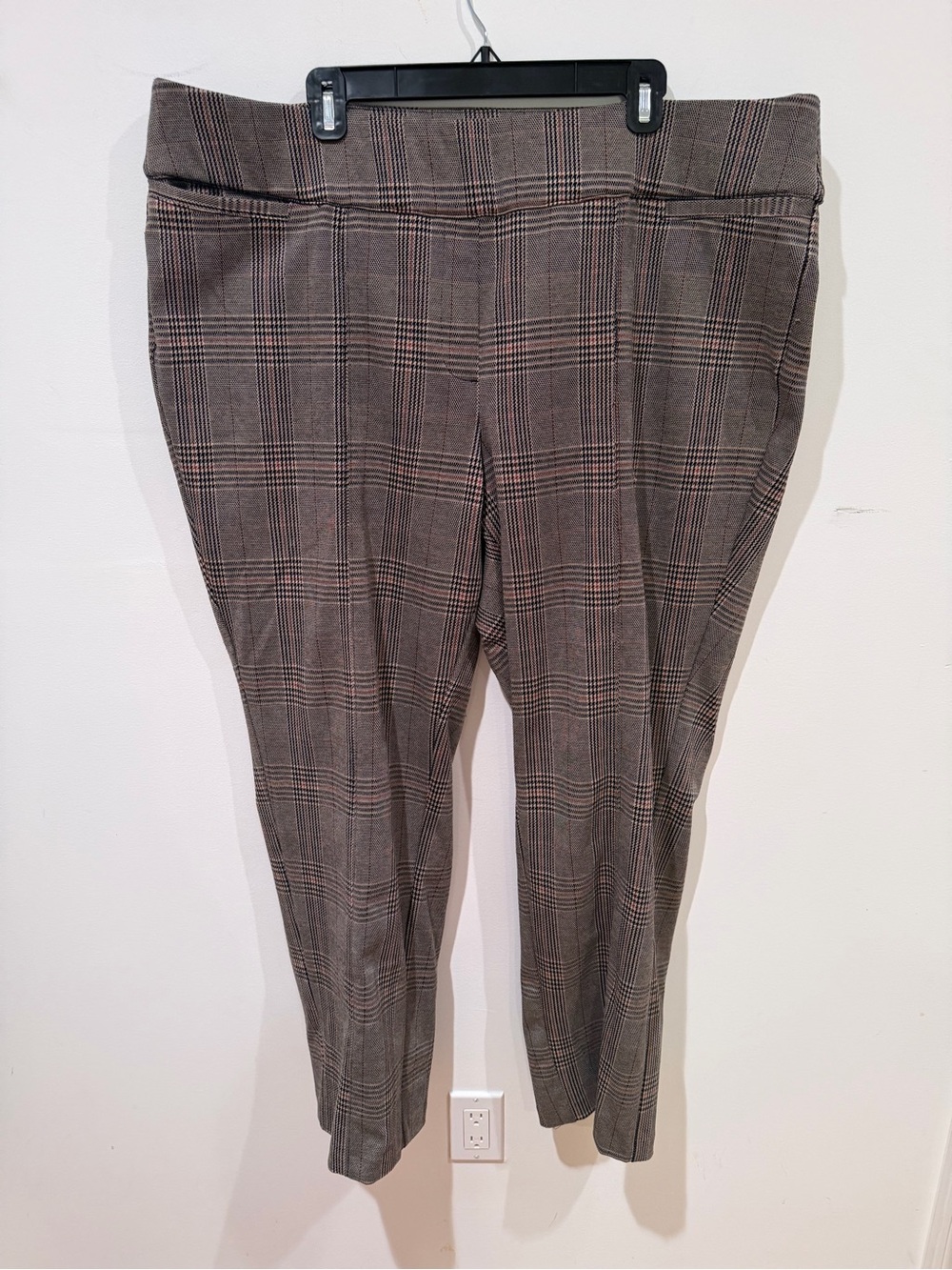 Lane Bryant Brown Plaid Pull-On Ankle Pants
